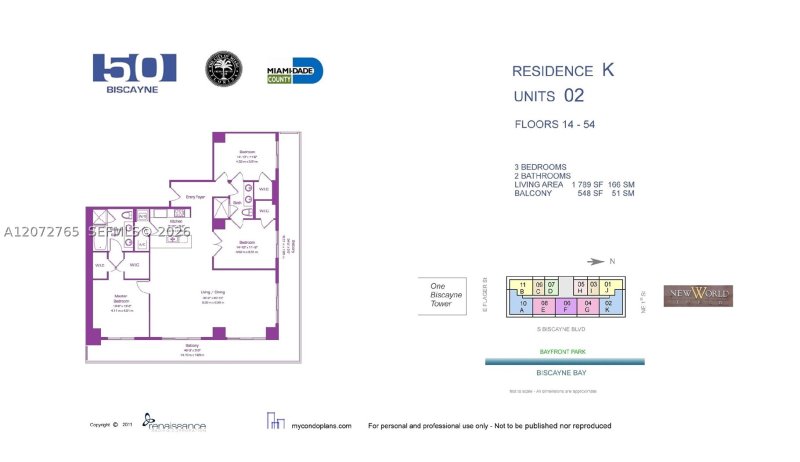 Apartment for rent at 50 Biscayne 5202