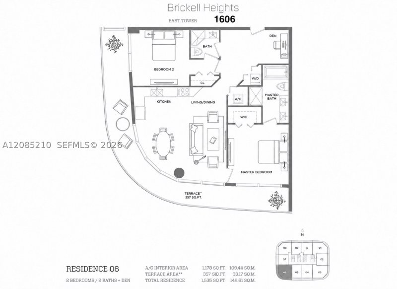 Condo for sale at Brickell Heights East 1606