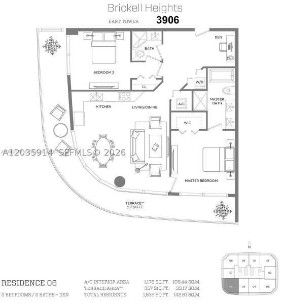 Condo for sale at Brickell Heights East 3906