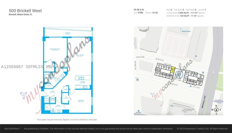 Apartment for rent at 500 Brickell West Tower 2007