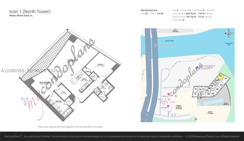 Condo for sale at Icon Brickell Tower I 3002