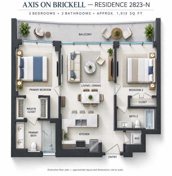 Condo for sale at Axis on Brickell North Tower 2823-N